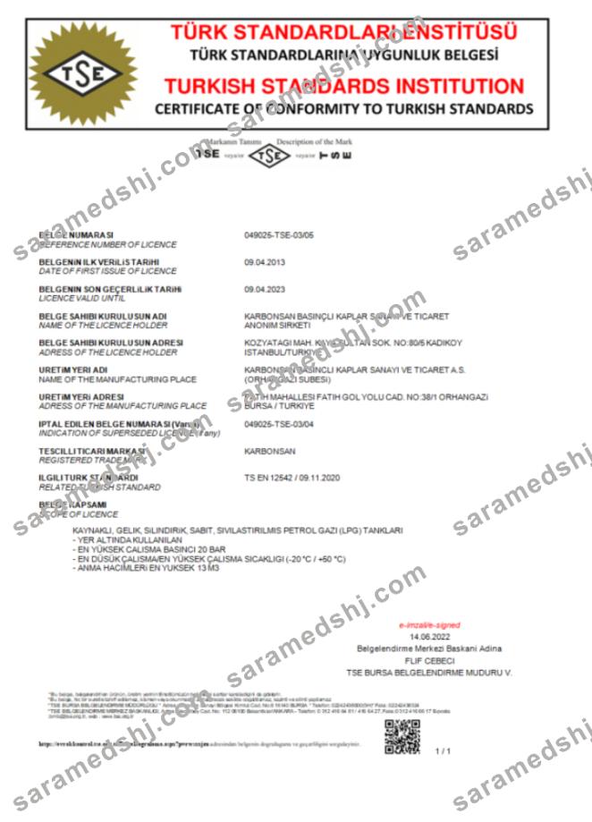 Turkey Turkish Standard Institution certificate of comformity to turkish standards Word and PDF template scr